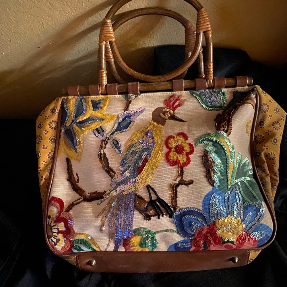 Isabella Fiore handbeaded canvas handbag